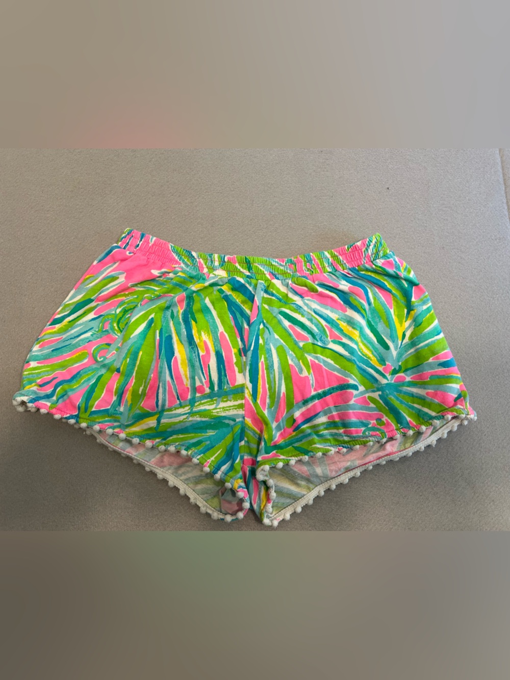 Lilly Pulitzer Girl's Arnita Pull On Shorts Tiki Pink Royal Lime L 8/10